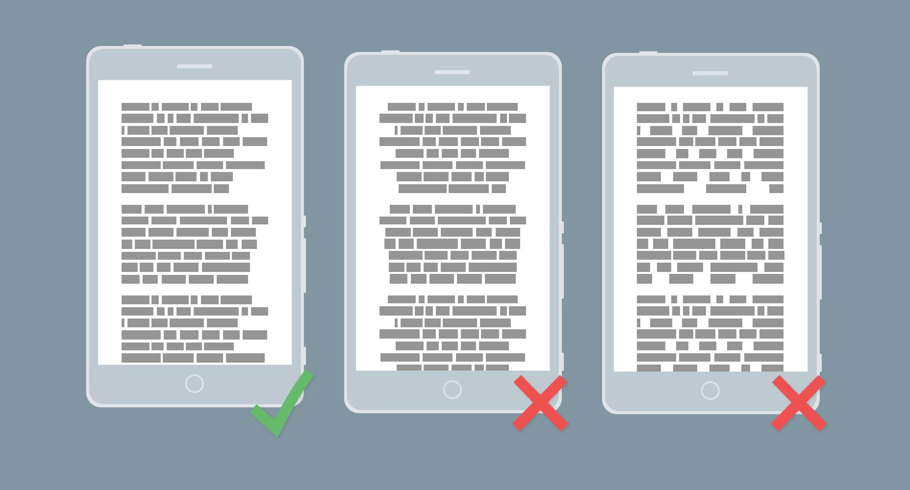 typography mobile gsite allineamento